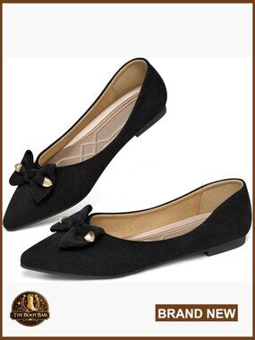 Comfortable Suede Pointed Toe Ballet Flats Slip-On Dress Shoes for Work